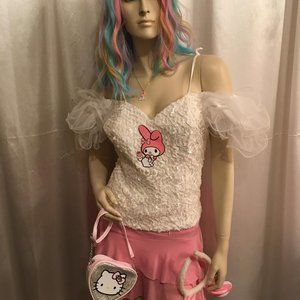 ADORABLE custom vintage  puff sleeve my meoldy corest and necklace set!